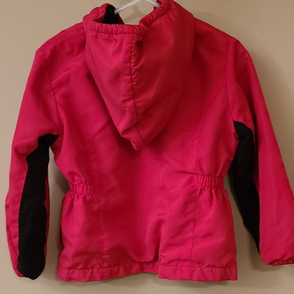 Dark pink hooded fleece lined zip up jacket - Picture 2 of 3